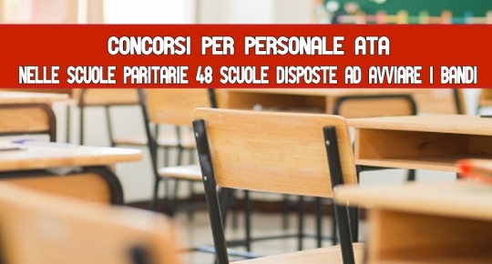 Concorsi per personale Ata nelle Scuole paritarie 48 scuole 