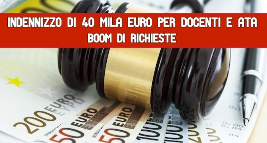 Indennizzo di 40 mila euro per Docenti e Ata