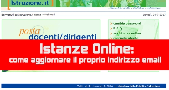 Istanze Online: come aggiornare il proprio indirizzo email