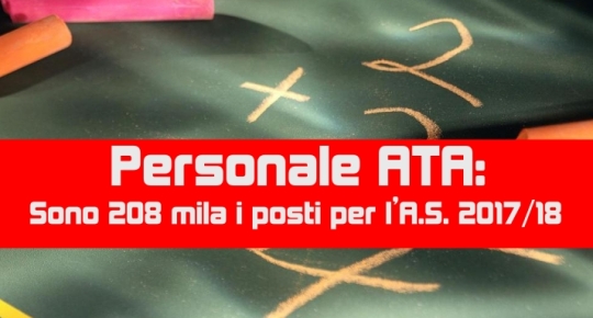 Personale ATA: Sono 208 mila i posti per l’A.S. 2017/18