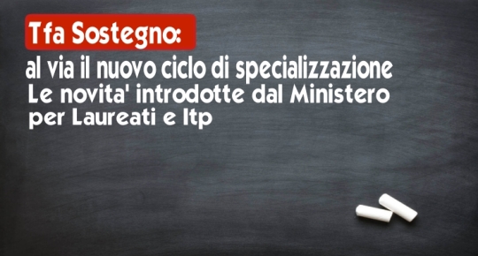 Tfa Sostegno: al via il nuovo ciclo di specializzazione