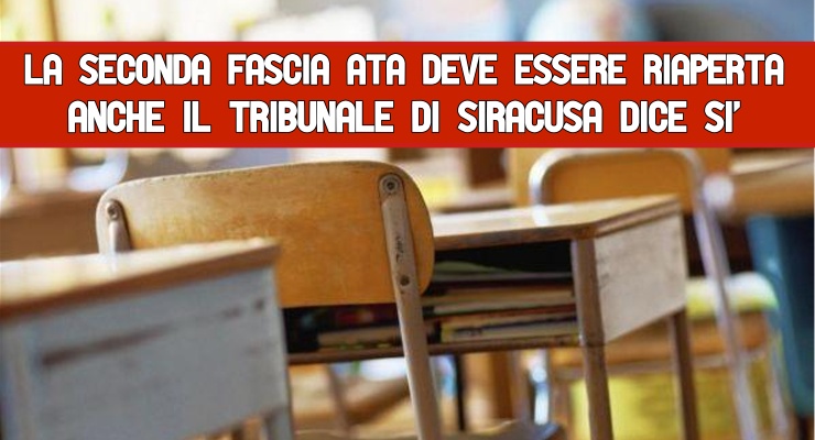 La Seconda fascia ATA deve essere riaperta